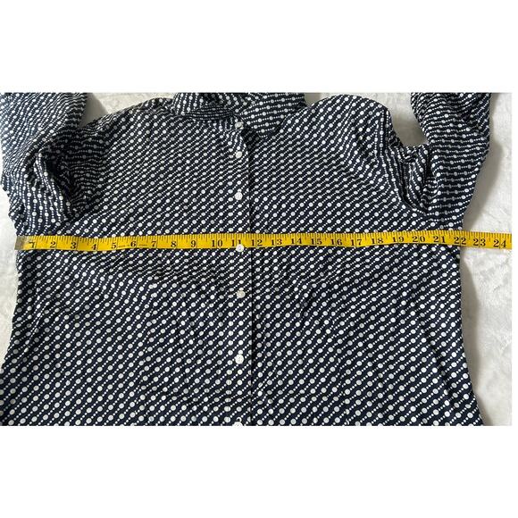 Talbots Button Up Shirt Women's 3/4 Sleeve Navy Print Size 14 - Picture 3 of 7